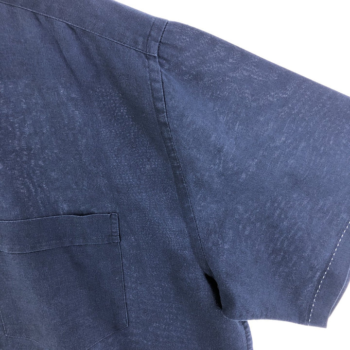 Tommy Hilfiger short sleeve linen shirt, box shirt, men's XL size linen navy blue type Vintage Second Hand