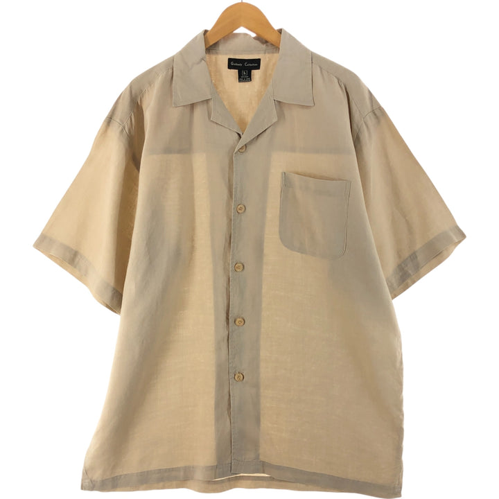 Godbody Collection Short Sleeve Open Collar Linen Shirt Box Shirt Men's L Size linen Beige type Vintage Second Hand