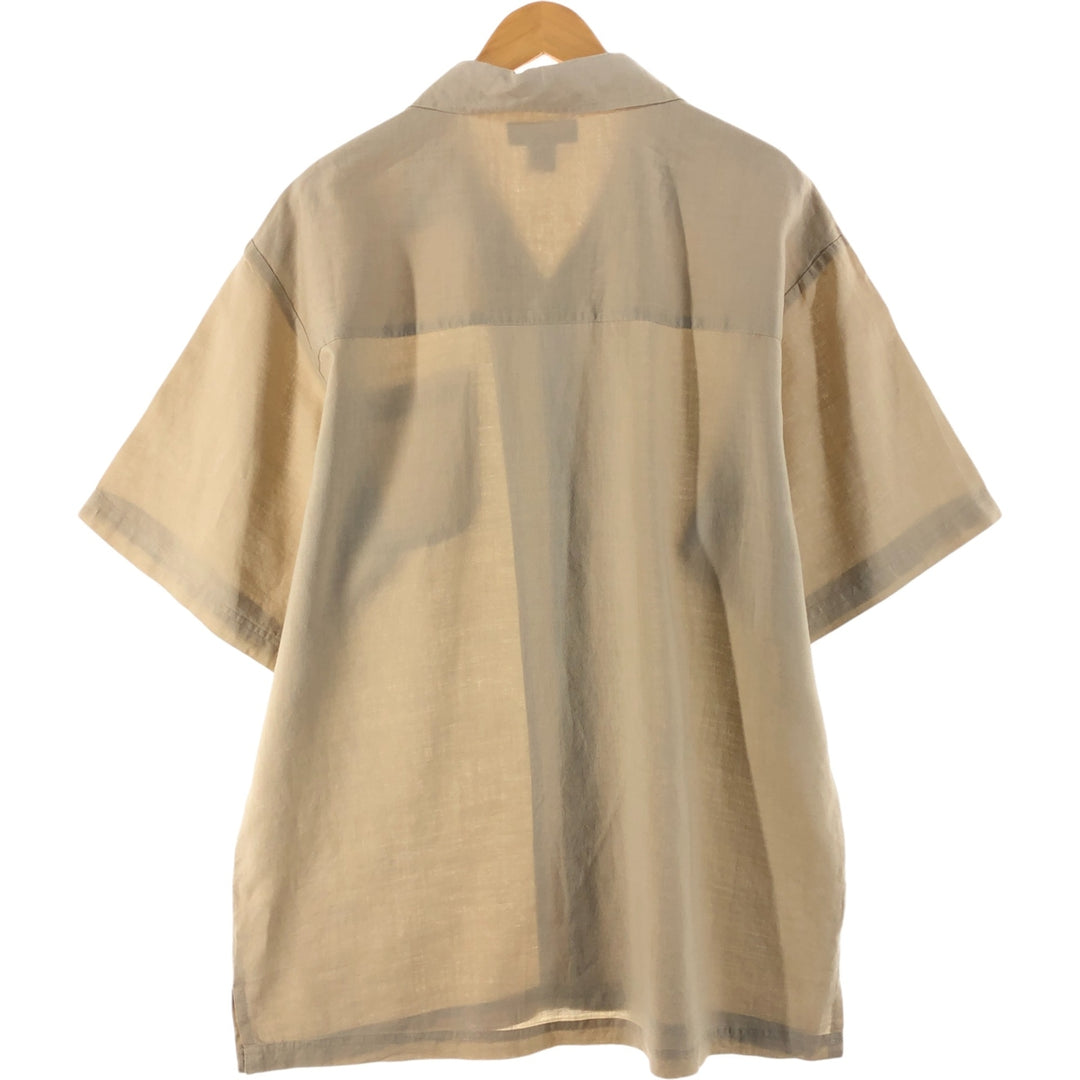 Godbody Collection Short Sleeve Open Collar Linen Shirt Box Shirt Men's L Size linen Beige type Vintage Second Hand