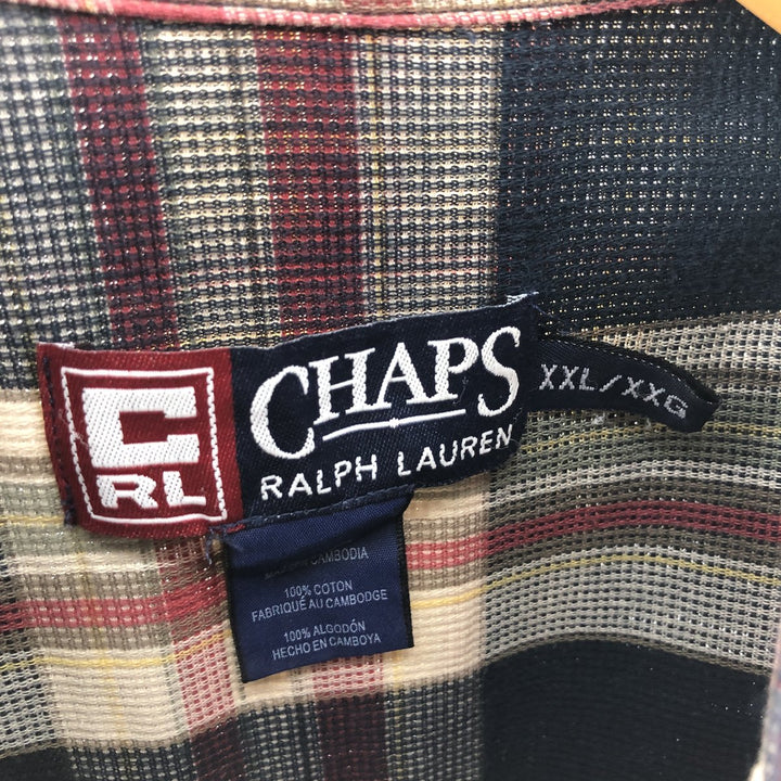 90'S Ralph Lauren CHAPS short sleeve button down check shirt men's XXL vintage cotton navy blue type Vintage Second Hand