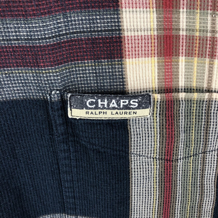 90'S Ralph Lauren CHAPS short sleeve button down check shirt men's XXL vintage cotton navy blue type Vintage Second Hand