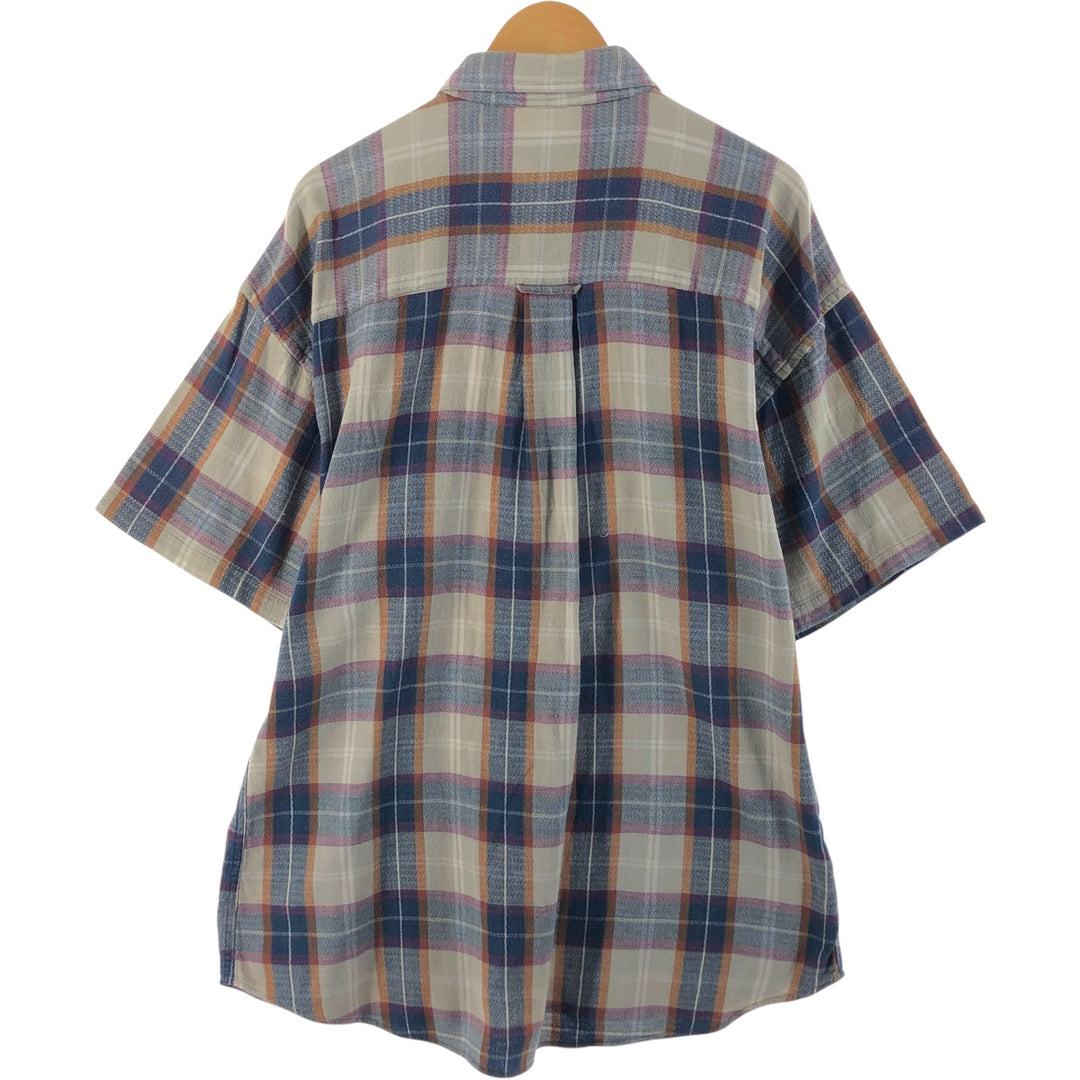 90'S Ralph Lauren CHAPS short sleeve button down check shirt men's XL size vintage cotton Beige type Vintage Second Hand