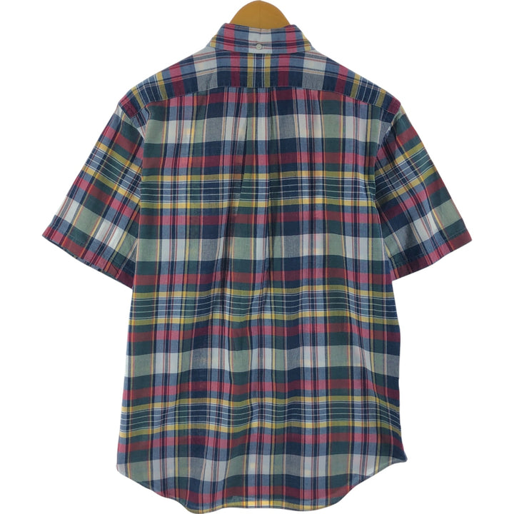 Ralph Lauren Classic Fit short sleeve button down check shirt, men's size M cotton navy blue type Vintage Second Hand