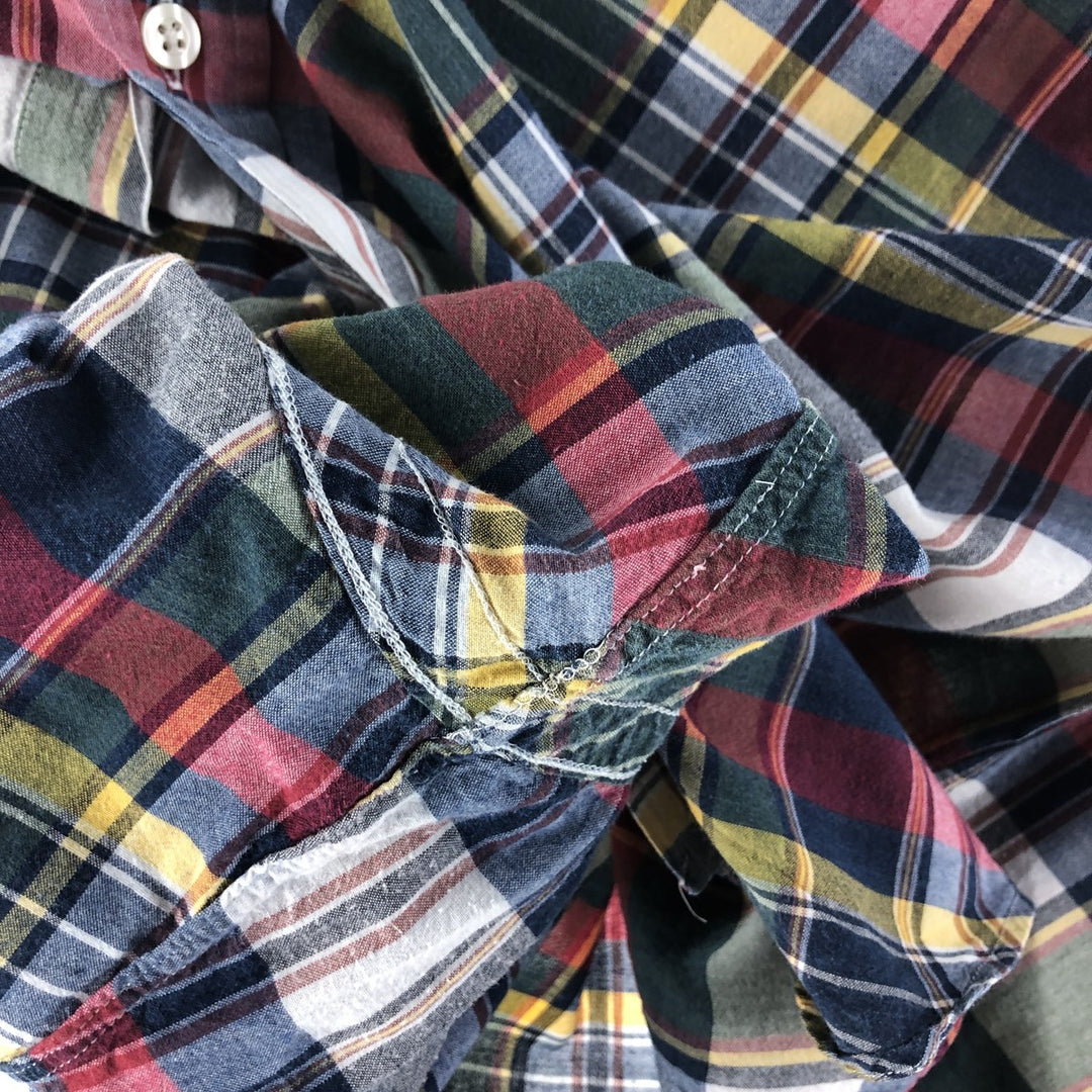 Ralph Lauren Classic Fit short sleeve button down check shirt, men's size M cotton navy blue type Vintage Second Hand