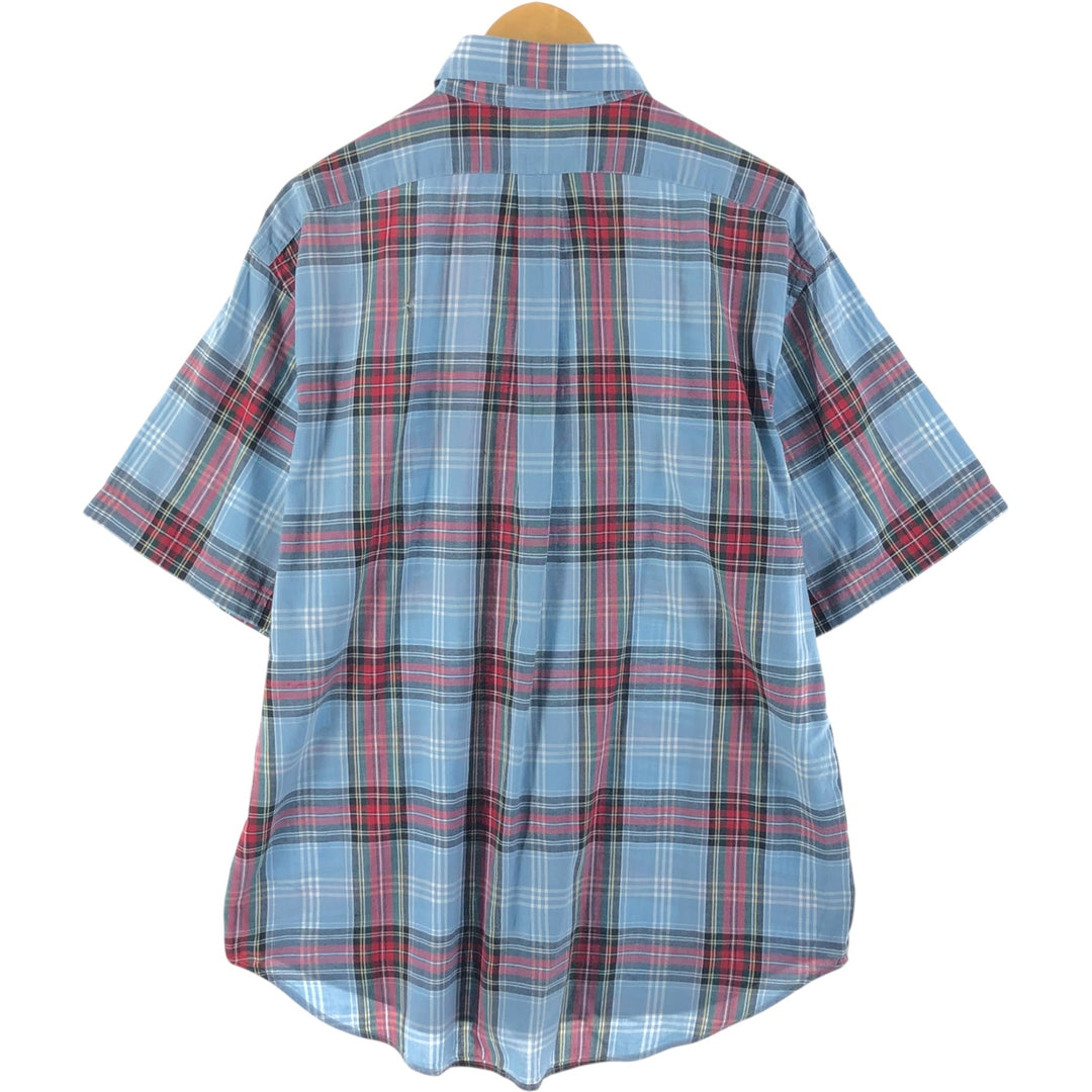 Ralph Lauren BLAKE short sleeve button down check shirt, men's size L cotton Blue type light blue Vintage Second Hand