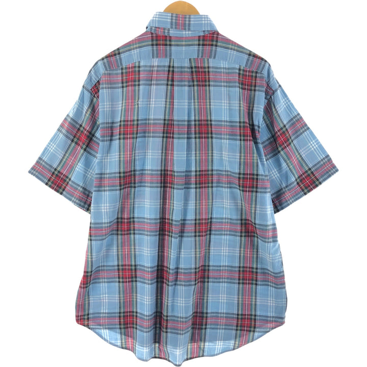 Ralph Lauren BLAKE short sleeve button down check shirt, men's size L cotton Blue type light blue Vintage Second Hand