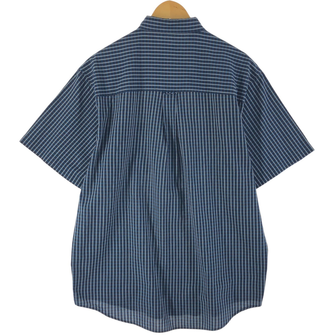 90'S Ralph Lauren CHAPS short sleeve button down check shirt men's size L vintage cotton navy blue type Vintage Second Hand