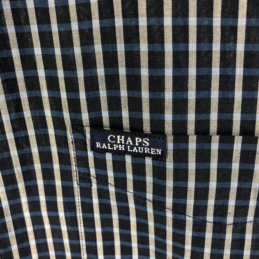 90'S Ralph Lauren CHAPS short sleeve button down check shirt men's size L vintage cotton navy blue type Vintage Second Hand