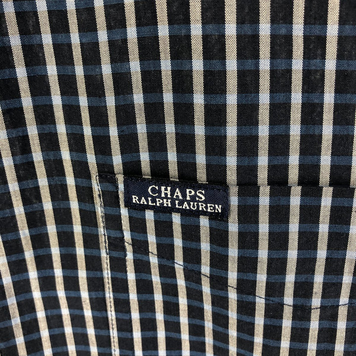 90'S Ralph Lauren CHAPS short sleeve button down check shirt men's size L vintage cotton navy blue type Vintage Second Hand