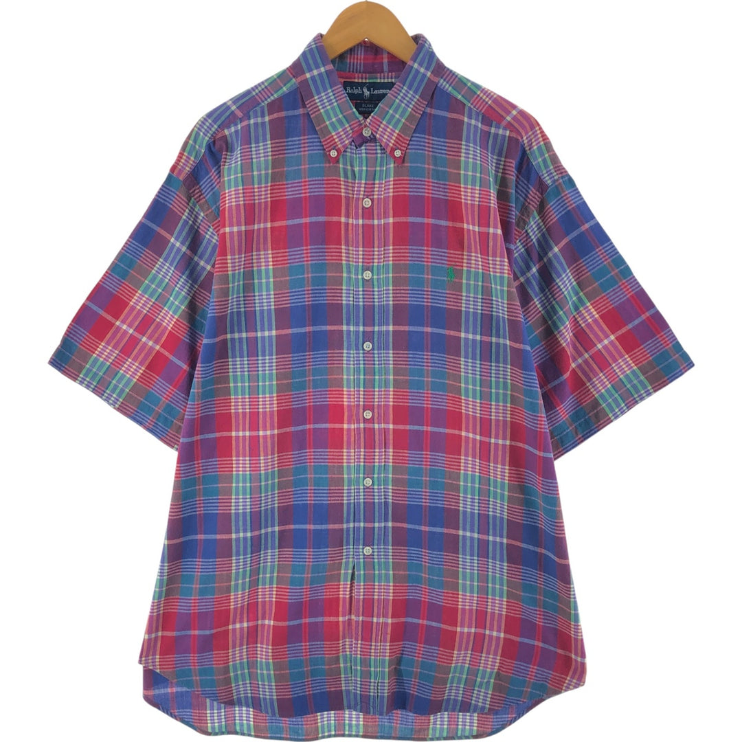 Ralph Lauren BLAKE Madras Check Short Sleeve Button Down Check Shirt Men's XL cotton red type Vintage Second Hand