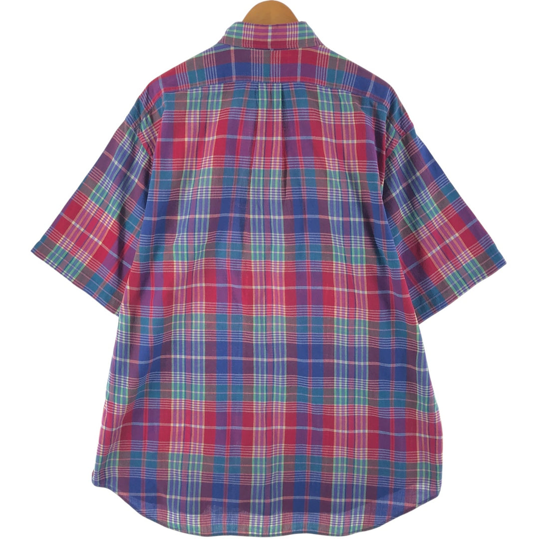 Ralph Lauren BLAKE Madras Check Short Sleeve Button Down Check Shirt Men's XL cotton red type Vintage Second Hand