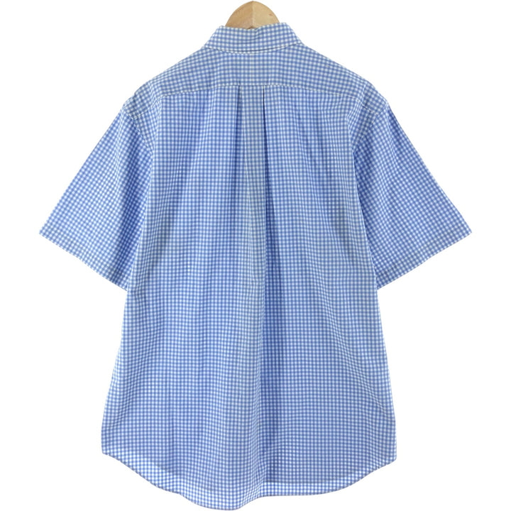 Ralph Lauren Classic Fit Gingham Check Short Sleeve Button Down Check Shirt Men's Size L cotton Blue type light blue Vintage Second Hand
