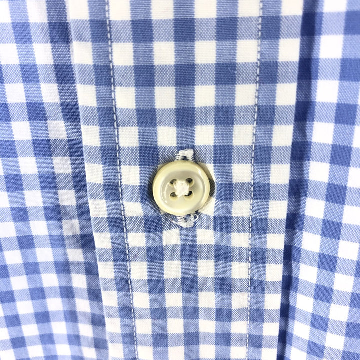 Ralph Lauren Classic Fit Gingham Check Short Sleeve Button Down Check Shirt Men's Size L cotton Blue type light blue Vintage Second Hand