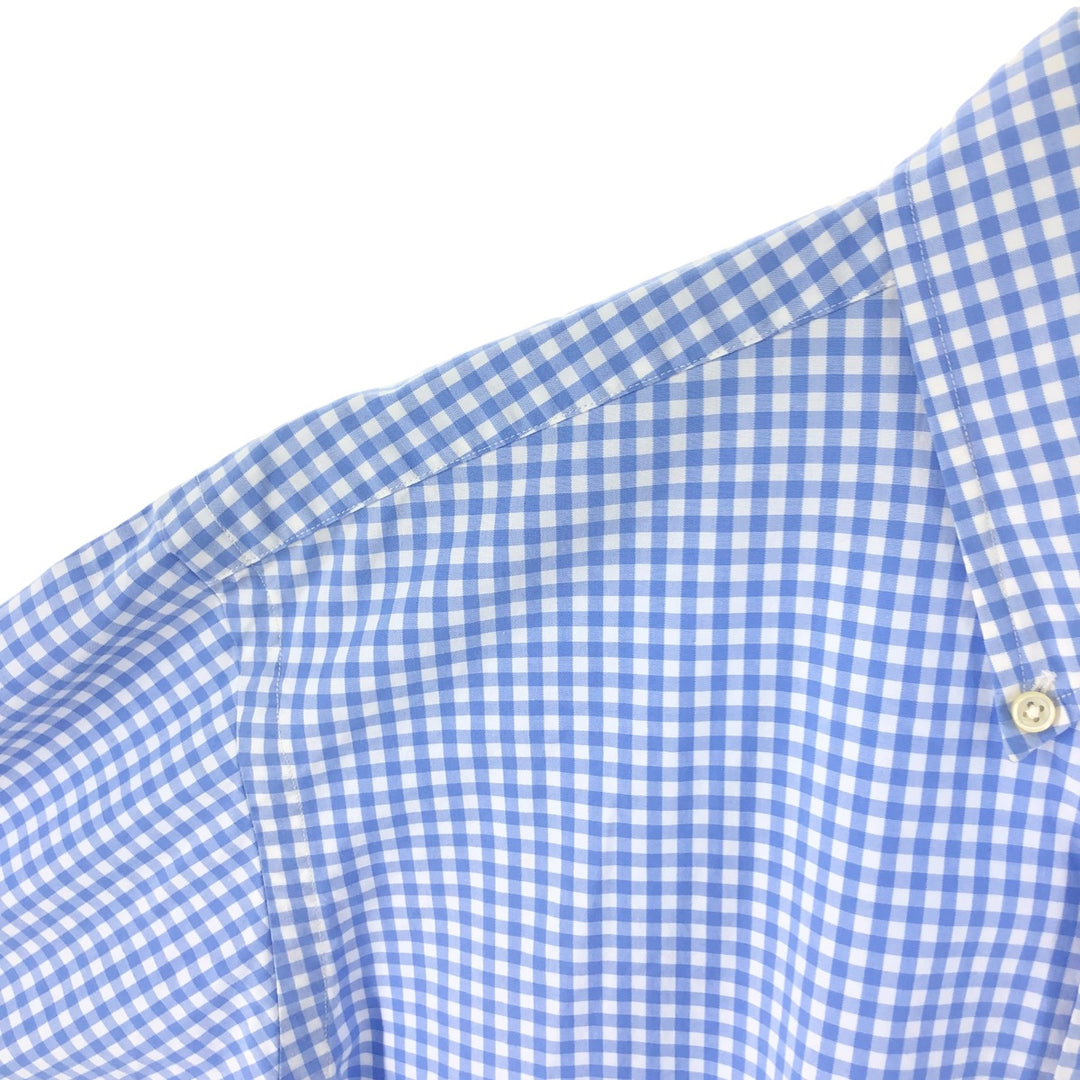 Ralph Lauren Classic Fit Gingham Check Short Sleeve Button Down Check Shirt Men's Size L cotton Blue type light blue Vintage Second Hand