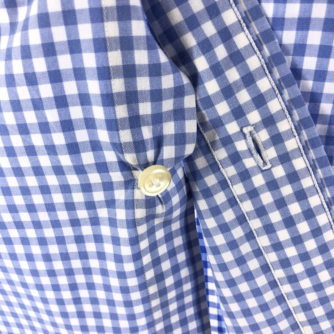 Ralph Lauren Classic Fit Gingham Check Short Sleeve Button Down Check Shirt Men's Size L cotton Blue type light blue Vintage Second Hand