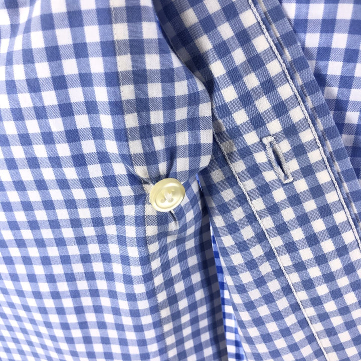 Ralph Lauren Classic Fit Gingham Check Short Sleeve Button Down Check Shirt Men's Size L cotton Blue type light blue Vintage Second Hand