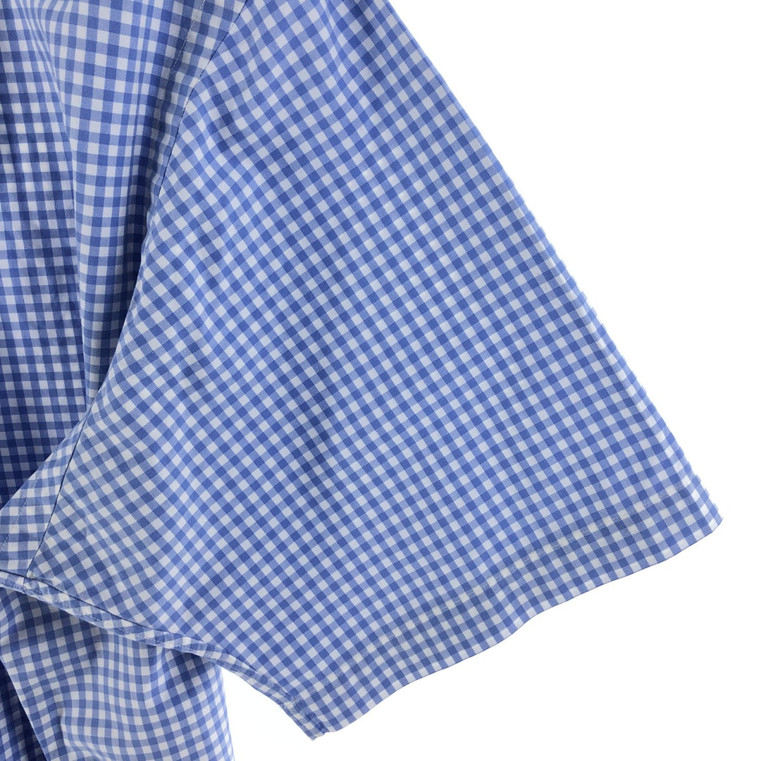 Ralph Lauren Classic Fit Gingham Check Short Sleeve Button Down Check Shirt Men's Size L cotton Blue type light blue Vintage Second Hand
