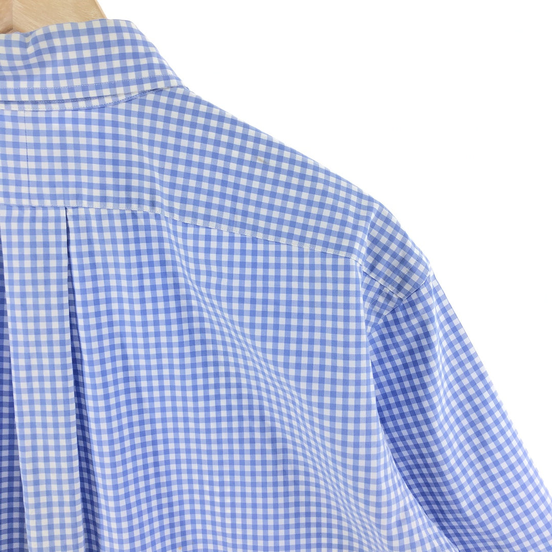 Ralph Lauren Classic Fit Gingham Check Short Sleeve Button Down Check Shirt Men's Size L cotton Blue type light blue Vintage Second Hand