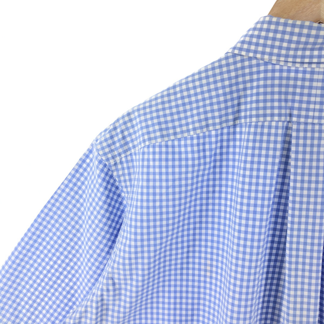 Ralph Lauren Classic Fit Gingham Check Short Sleeve Button Down Check Shirt Men's Size L cotton Blue type light blue Vintage Second Hand