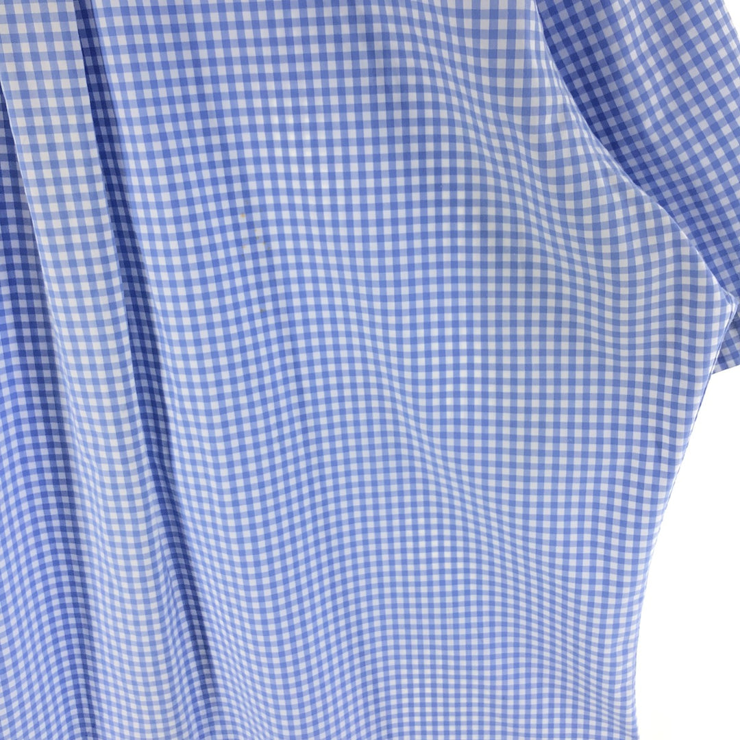 Ralph Lauren Classic Fit Gingham Check Short Sleeve Button Down Check Shirt Men's Size L cotton Blue type light blue Vintage Second Hand