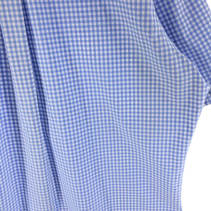 Ralph Lauren Classic Fit Gingham Check Short Sleeve Button Down Check Shirt Men's Size L cotton Blue type light blue Vintage Second Hand