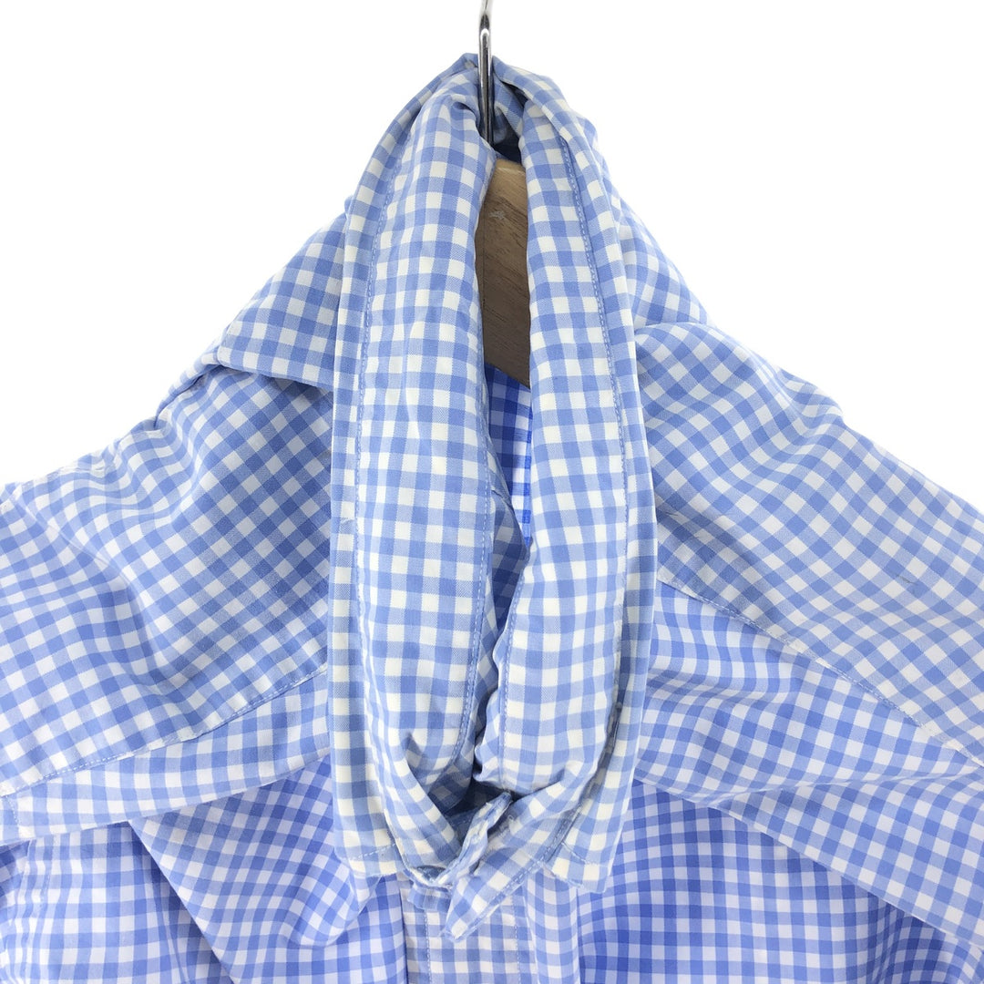Ralph Lauren Classic Fit Gingham Check Short Sleeve Button Down Check Shirt Men's Size L cotton Blue type light blue Vintage Second Hand