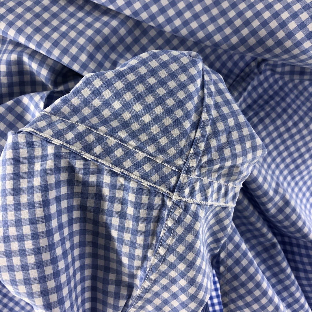 Ralph Lauren Classic Fit Gingham Check Short Sleeve Button Down Check Shirt Men's Size L cotton Blue type light blue Vintage Second Hand