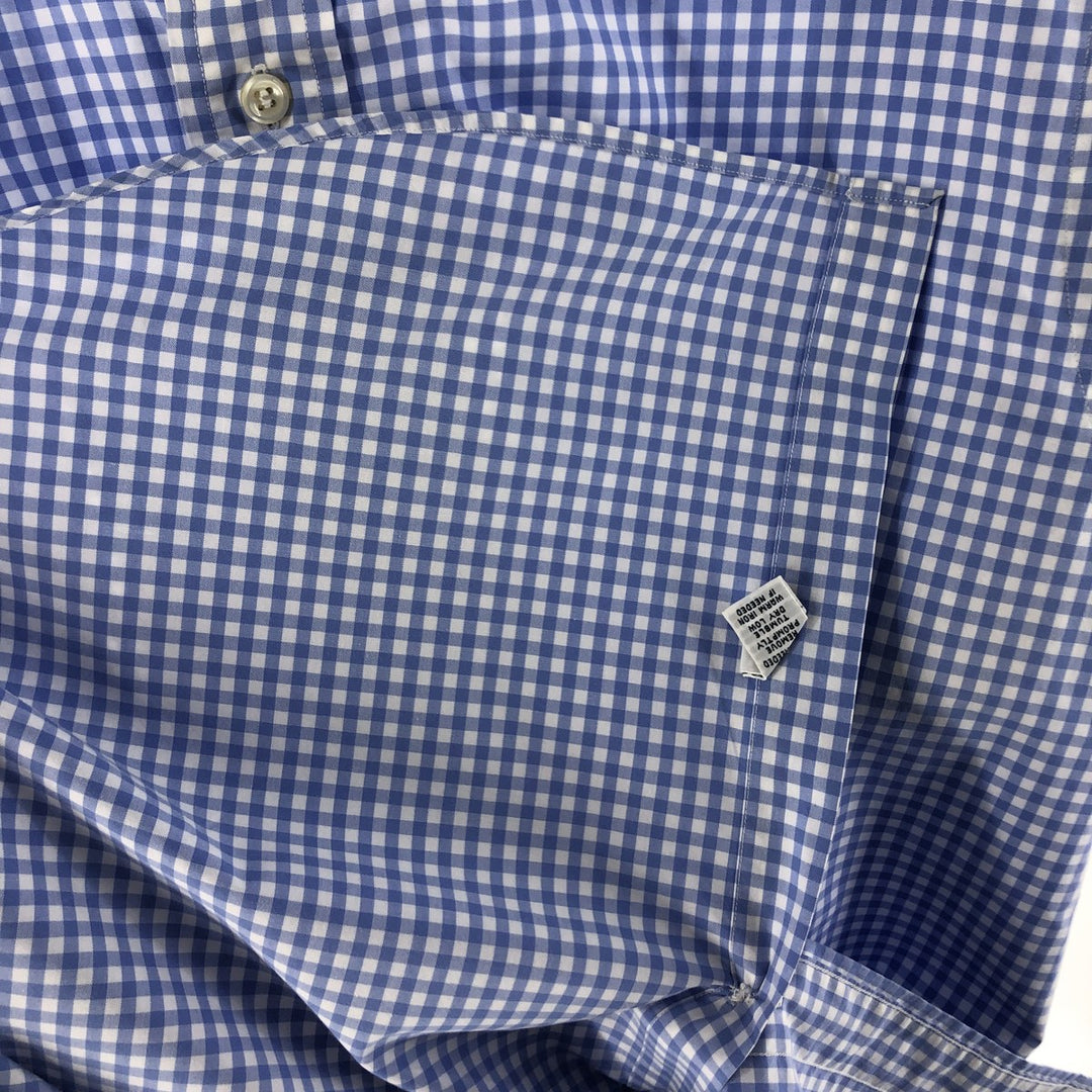 Ralph Lauren Classic Fit Gingham Check Short Sleeve Button Down Check Shirt Men's Size L cotton Blue type light blue Vintage Second Hand