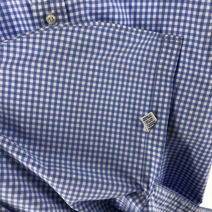 Ralph Lauren Classic Fit Gingham Check Short Sleeve Button Down Check Shirt Men's Size L cotton Blue type light blue Vintage Second Hand