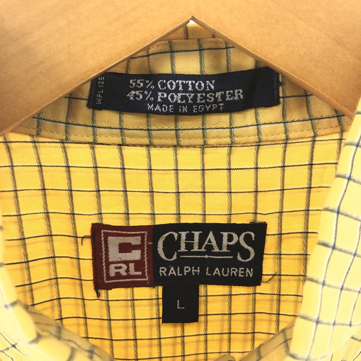 90'S Ralph Lauren CHAPS short sleeve button down check shirt men's size L vintage cotton yellow type Vintage Second Hand