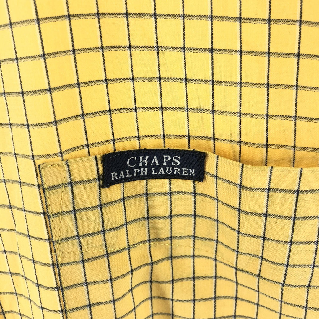 90'S Ralph Lauren CHAPS short sleeve button down check shirt men's size L vintage cotton yellow type Vintage Second Hand