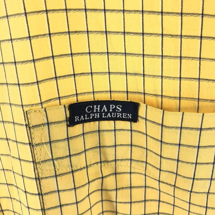 90'S Ralph Lauren CHAPS short sleeve button down check shirt men's size L vintage cotton yellow type Vintage Second Hand