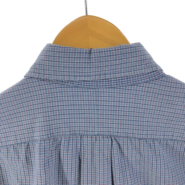 Ralph Lauren BLAIRE short sleeve button down check shirt, men's size M cotton blue type Vintage Second Hand