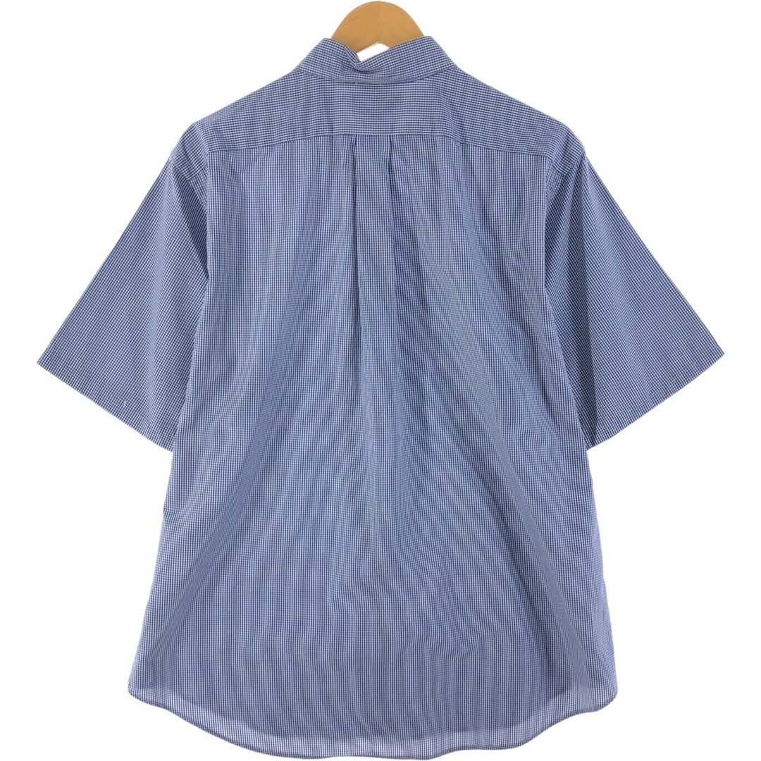 Ralph Lauren Classic Fit Gingham Check Short Sleeve Button Down Check Shirt Men's XL cotton blue type Vintage Second Hand