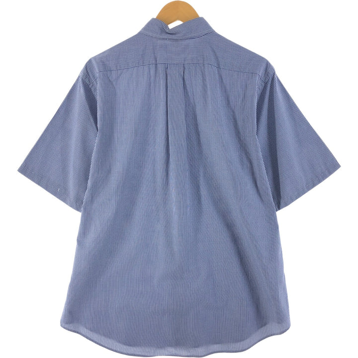 Ralph Lauren Classic Fit Gingham Check Short Sleeve Button Down Check Shirt Men's XL cotton blue type Vintage Second Hand