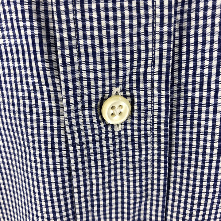 Ralph Lauren Classic Fit Gingham Check Short Sleeve Button Down Check Shirt Men's XL cotton blue type Vintage Second Hand