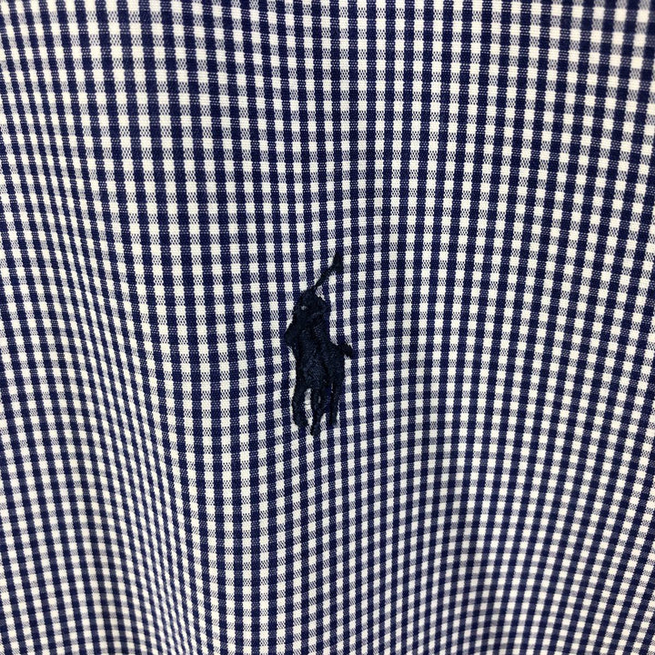 Ralph Lauren Classic Fit Gingham Check Short Sleeve Button Down Check Shirt Men's XL cotton blue type Vintage Second Hand