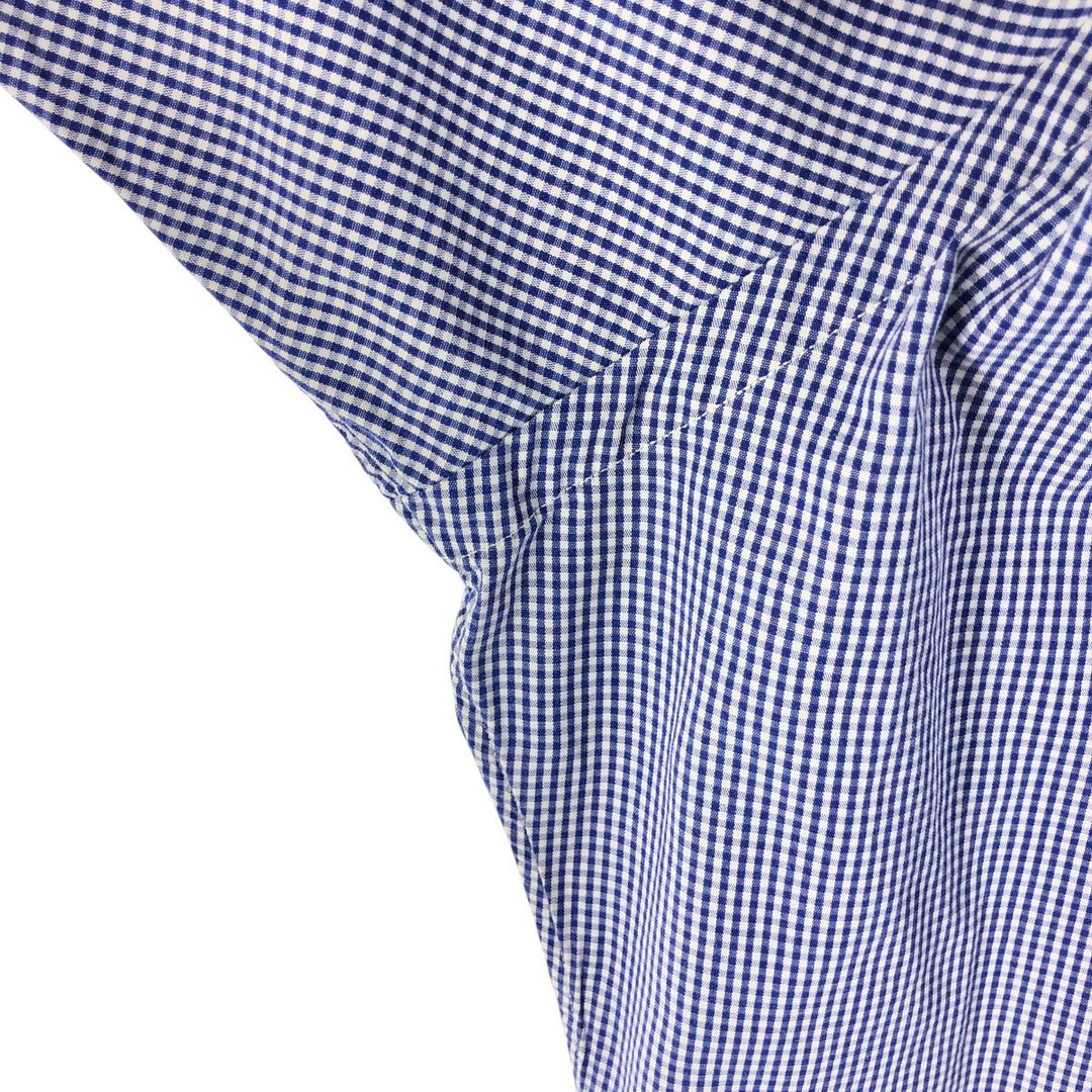 Ralph Lauren Classic Fit Gingham Check Short Sleeve Button Down Check Shirt Men's XL cotton blue type Vintage Second Hand