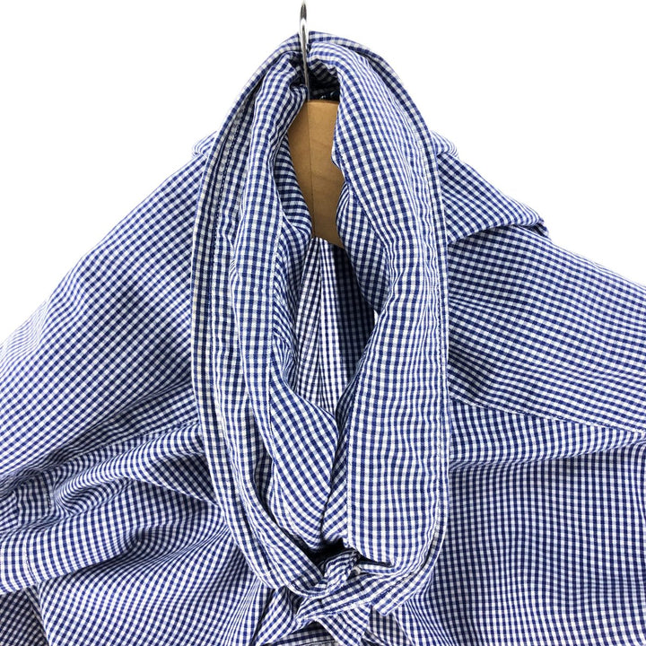 Ralph Lauren Classic Fit Gingham Check Short Sleeve Button Down Check Shirt Men's XL cotton blue type Vintage Second Hand