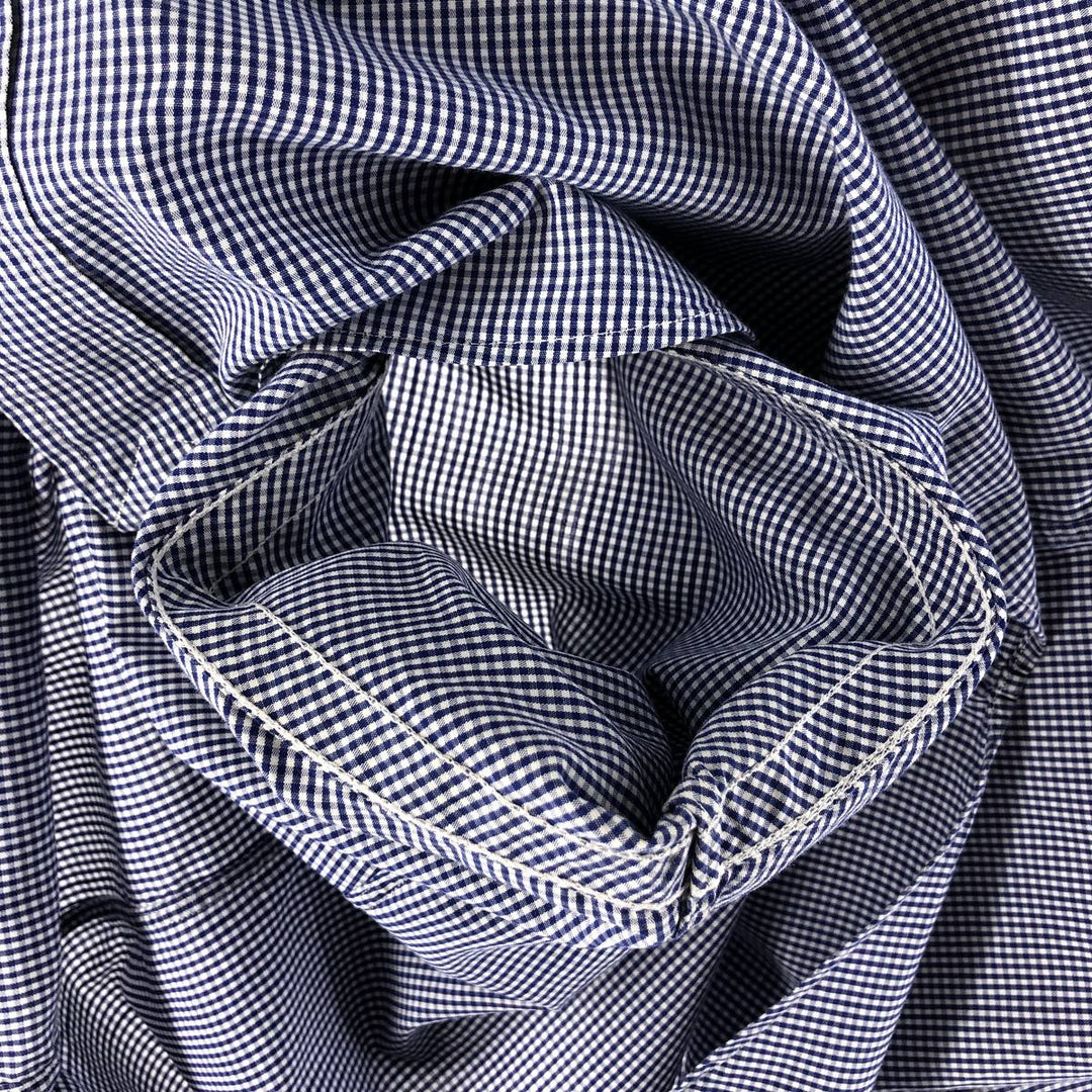 Ralph Lauren Classic Fit Gingham Check Short Sleeve Button Down Check Shirt Men's XL cotton blue type Vintage Second Hand