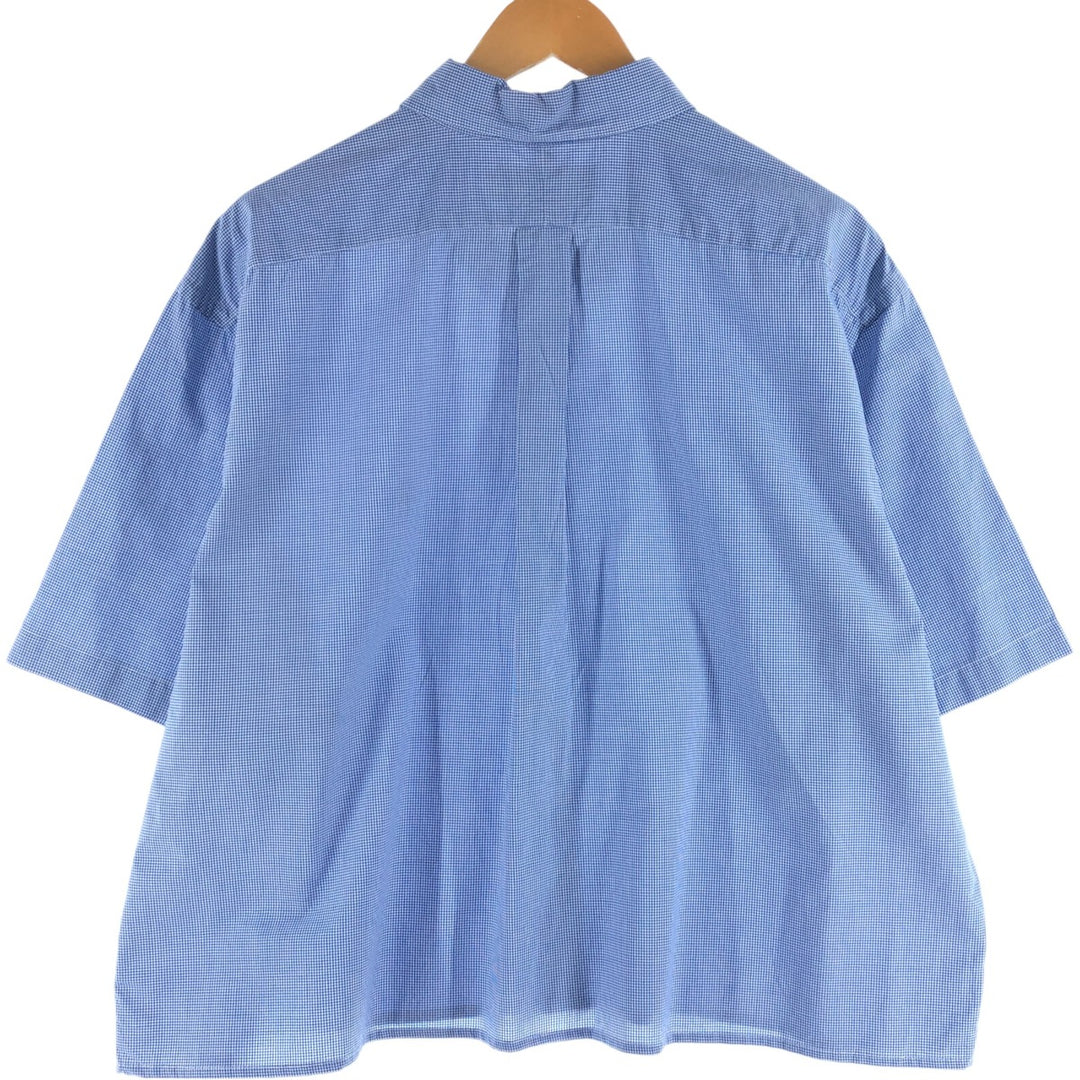 Ralph Lauren Classic Fit Gingham Check Short Sleeve Button Down Check Shirt Box Shirt Men's XXL cotton blue type Vintage Second Hand