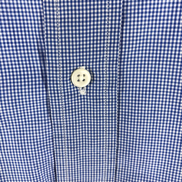Ralph Lauren Classic Fit Gingham Check Short Sleeve Button Down Check Shirt Box Shirt Men's XXL cotton blue type Vintage Second Hand