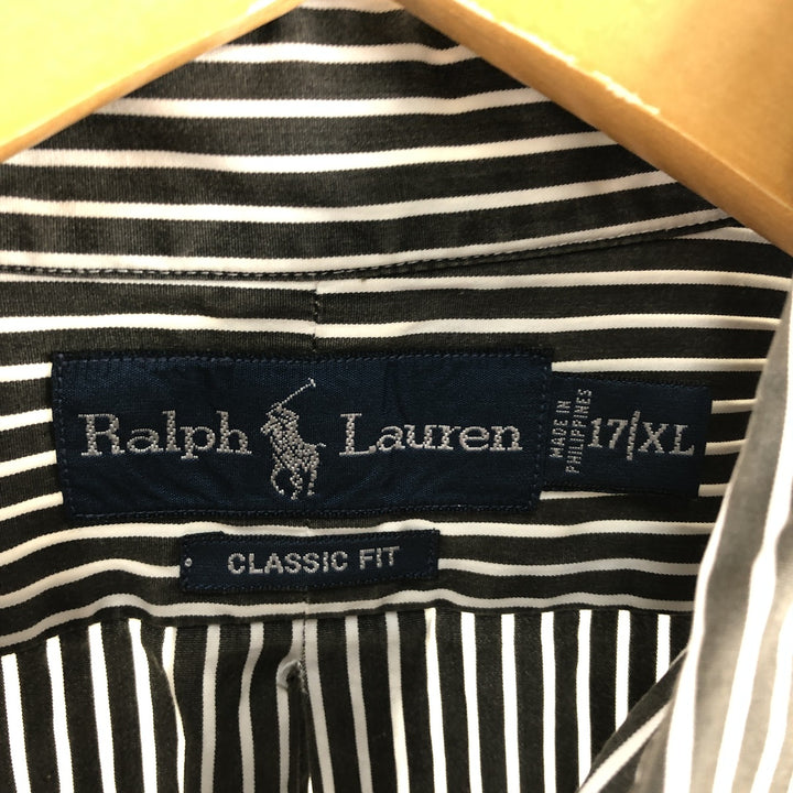 Ralph Lauren Classic Fit Long Sleeve Button Down Striped Shirt Men's XL cotton white type Vintage Second Hand