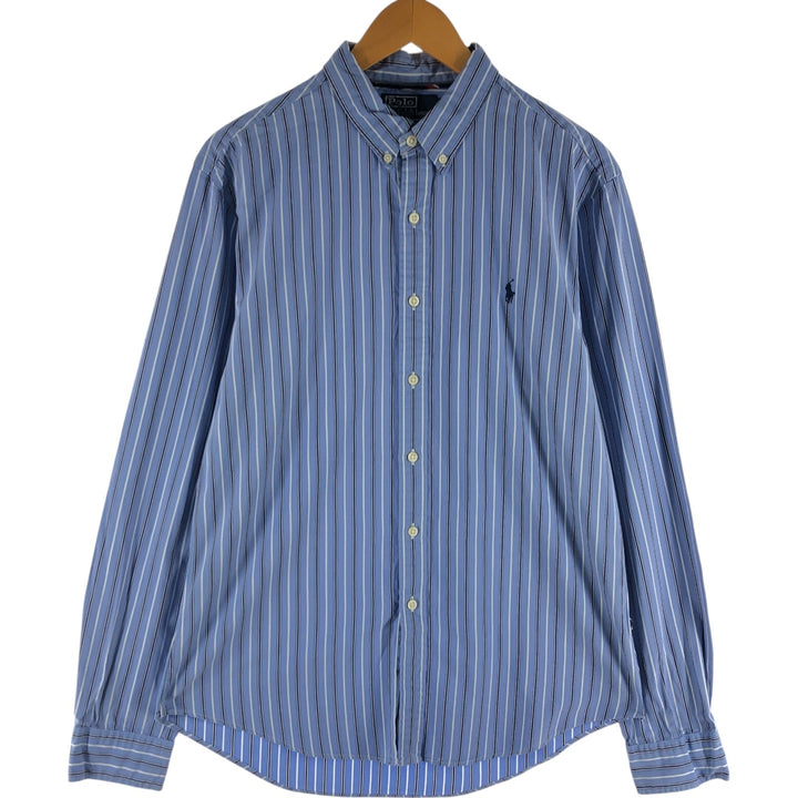 POLO by Ralph Lauren SLIM FIT Slim fit long sleeve button down striped shirt Men's L size cotton blue type Vintage Second Hand