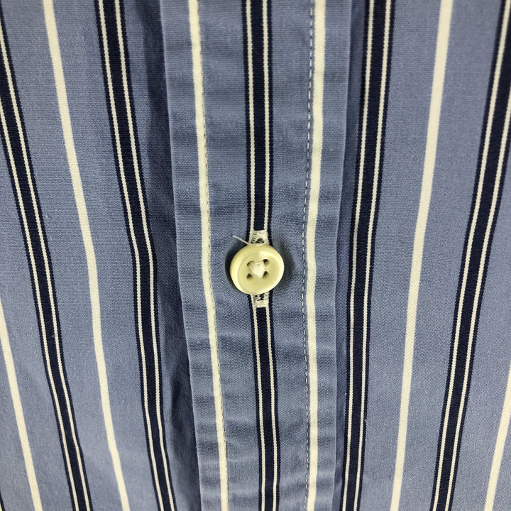 POLO by Ralph Lauren SLIM FIT Slim fit long sleeve button down striped shirt Men's L size cotton blue type Vintage Second Hand