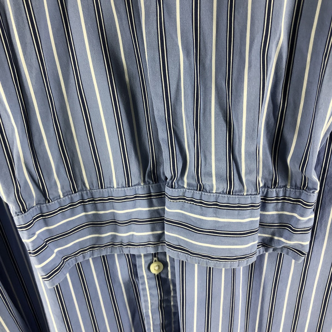 POLO by Ralph Lauren SLIM FIT Slim fit long sleeve button down striped shirt Men's L size cotton blue type Vintage Second Hand