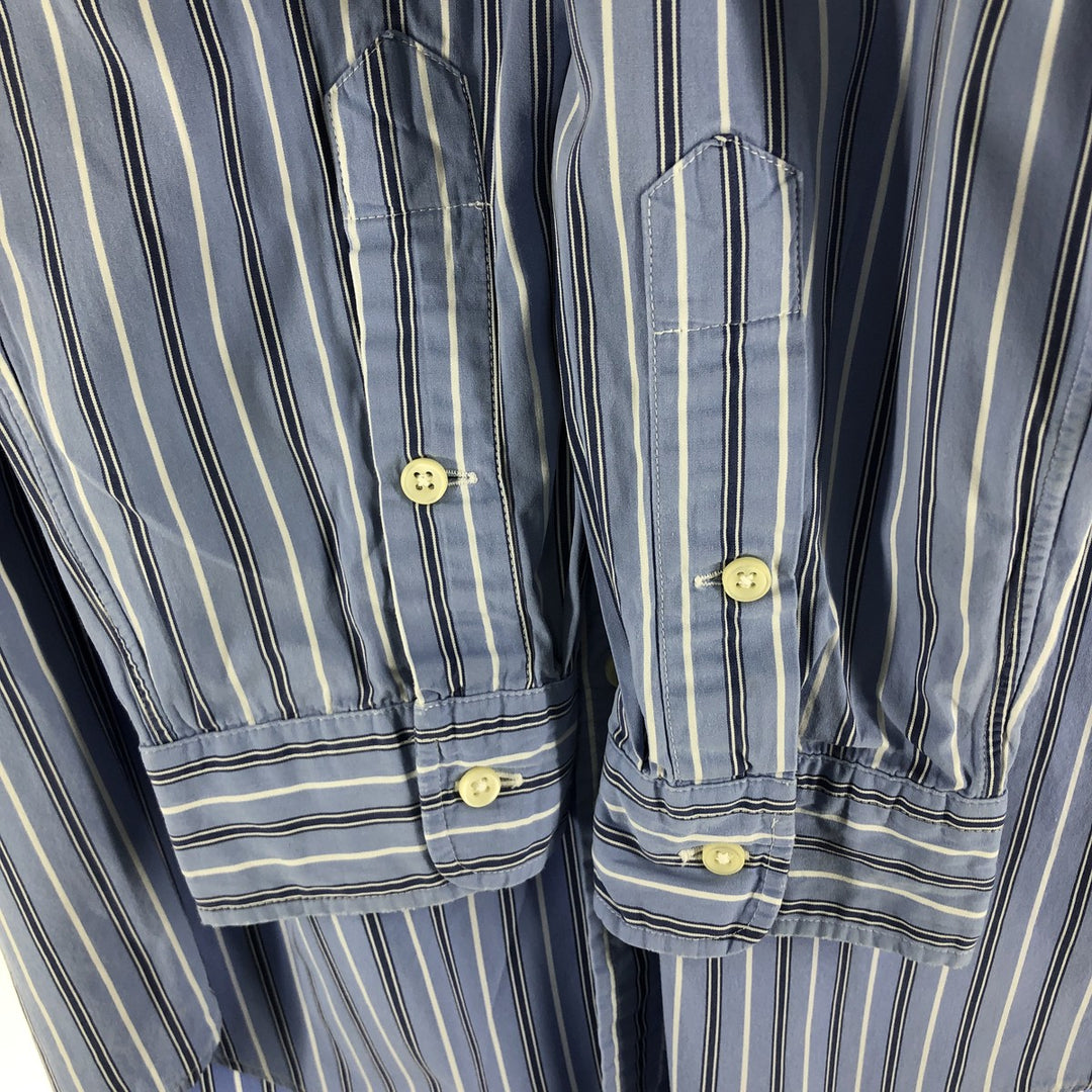 POLO by Ralph Lauren SLIM FIT Slim fit long sleeve button down striped shirt Men's L size cotton blue type Vintage Second Hand