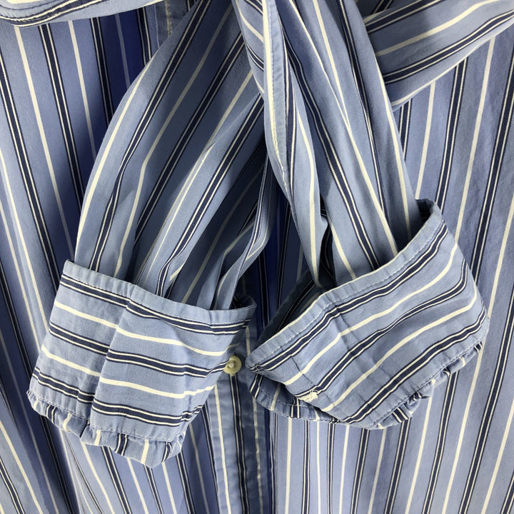 POLO by Ralph Lauren SLIM FIT Slim fit long sleeve button down striped shirt Men's L size cotton blue type Vintage Second Hand