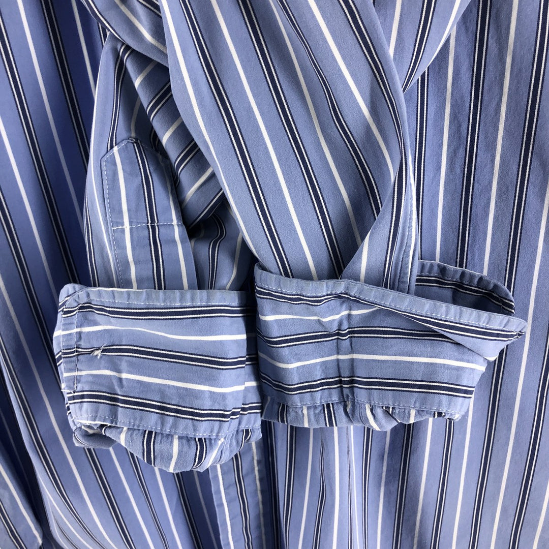 POLO by Ralph Lauren SLIM FIT Slim fit long sleeve button down striped shirt Men's L size cotton blue type Vintage Second Hand