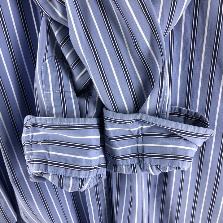 POLO by Ralph Lauren SLIM FIT Slim fit long sleeve button down striped shirt Men's L size cotton blue type Vintage Second Hand